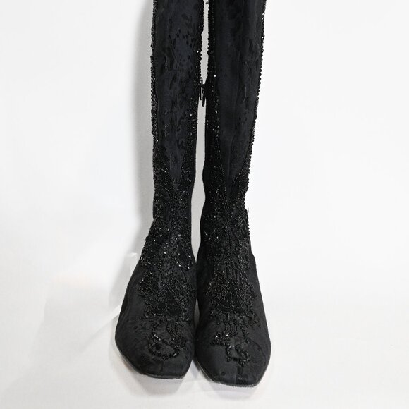 Christian Lacroix Shoes - Vintage Christian Lacroix Knee High Boots with Kitten Hill Black Size 38